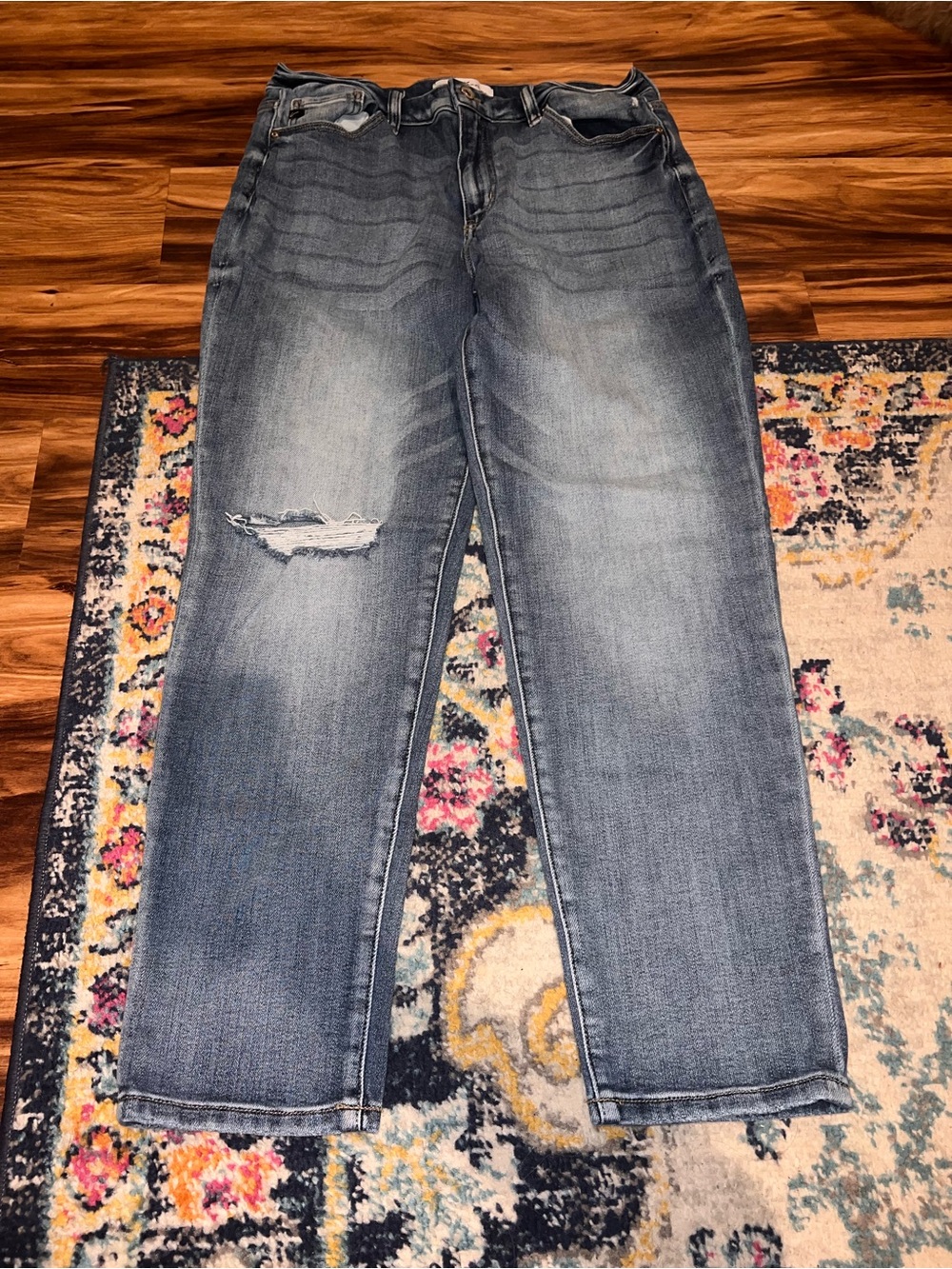KanCan Light to Medium Blue Distressed Boyfriend Jeans